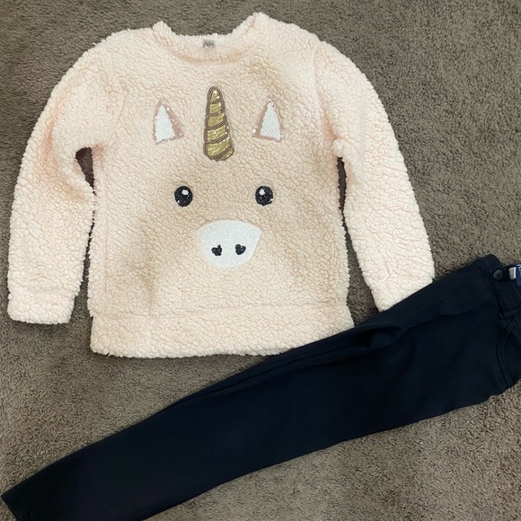 Girls fluffy Unicorn Sweater Jeggings outfit size 14 - Picture 3 of 6
